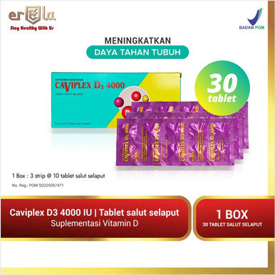 Erela Caviplex D3 4000 IU 30 Tablet Suplemen Kesehatan Tulang, Gigi, dan Daya Tahan Tubuh - 2 Box
