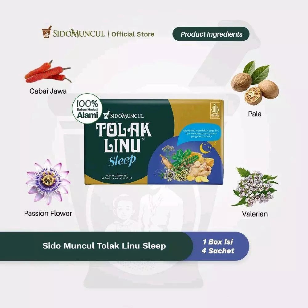 Sido Muncul Tolak Linu Sleep Herbal Alami Mengatasi Susah Tidur dan Meredakan Pegal Linu - 4 Box