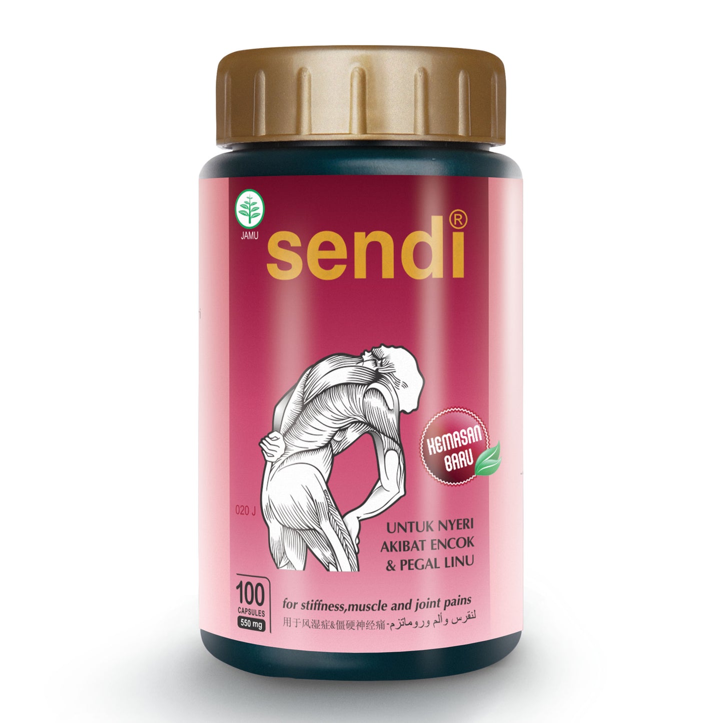 Borobudur Herbal Sendi 100 Kapsul Obat Herbal Pegal Linu, Encok, dan Nyeri Sendi