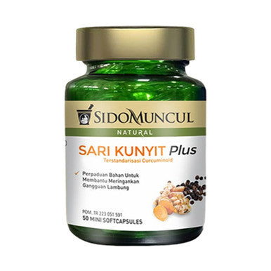 Sido Muncul Natural Sari Kunyit Plus 50 Kapsul Lunak Obat Meringankan Gangguan Lambung