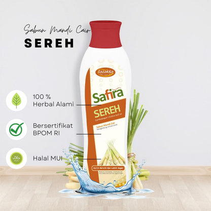Tazakka Sabun Mandi Cair Safira Sereh Mengatasi Gatal-Gatal, Bau Badan, dan Gangguan Jamur