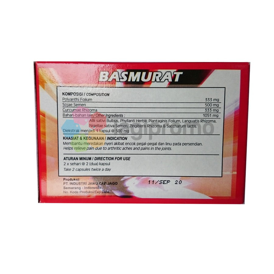 Jamu Jago Basmurat 20 Kapsul Obat Herbal Membantu Meredakan Asam Urat dan Pegal Linu
