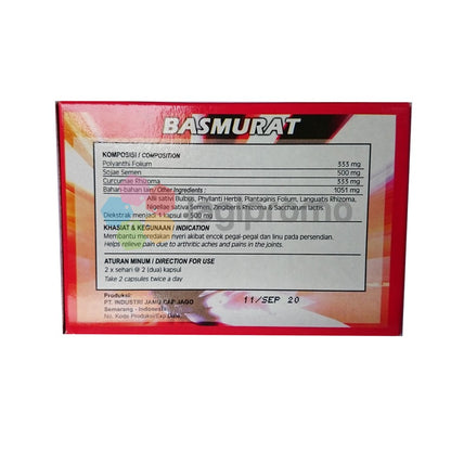 Jamu Jago Basmurat 20 Kapsul Obat Herbal Membantu Meredakan Asam Urat dan Pegal Linu