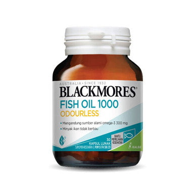 Blackmores Odourless Fish Oil 1000 isi 30 Kapsul Lunak Omega 3 Suplemen Kesehatan - Pusat Farma