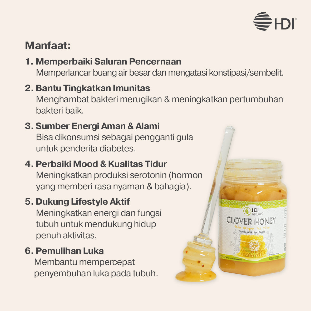 HDI Naturals Clover Honey 1000 gr Madu Meningkatkan Daya Tahan Tubuh