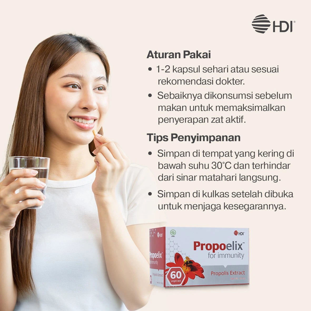 HDI Propoelix 60 Kapsul Nabati Suplemen Antioksidan dengan Ekstrak Propolis