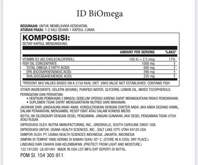 Usana BiOmega 56 Kapsul Suplemen Minyak Ikan Omega-3