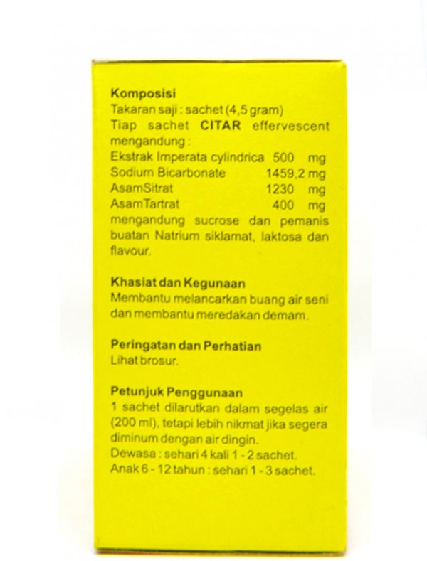 Erlimpex Citar Effervescent 12 Sachet Meredakan Demam & Melancarkan Buang Air Kecil