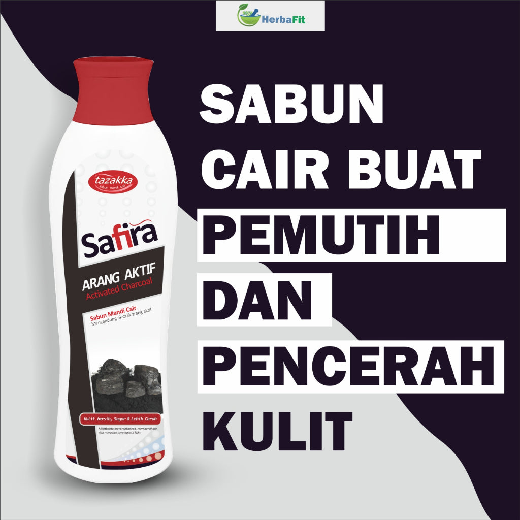 Tazakka Sabun Mandi Cair Safira Arang Mengatasi Masalah Kulit Berminyak, Pori-Pori Besar dan Kotoran Berlebih