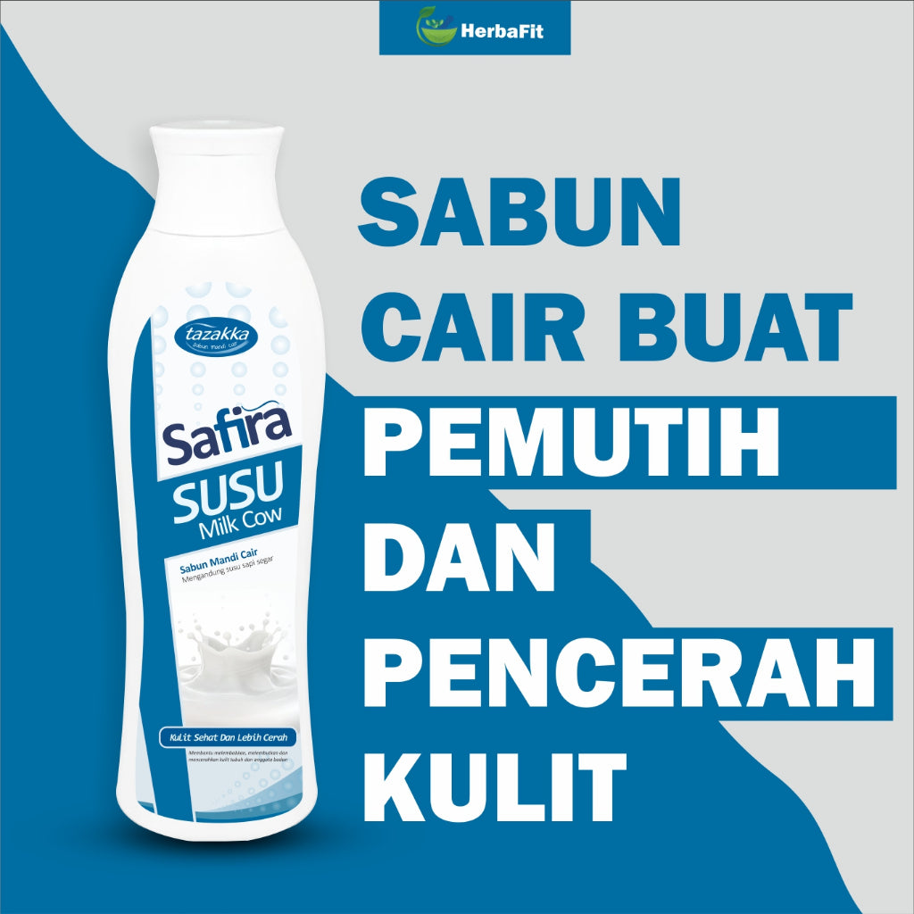 Tazakka Sabun Mandi Cair Safira Susu Mengatasi Kulit Kusam, Kendur, dan Garis Keriput