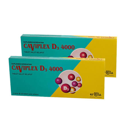 Erela Caviplex D3 4000 IU 30 Tablet Suplemen Kesehatan Tulang, Gigi, dan Daya Tahan Tubuh - 2 Box