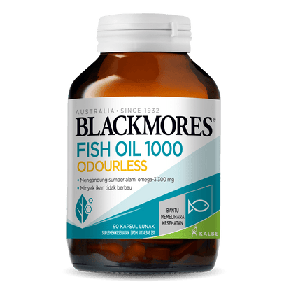 Blackmores Odourless Fish Oil 1000 90 Kapsul Lunak Omega 3 Suplemen Kesehatan