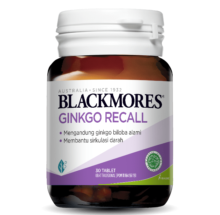 Blackmores Ginkgo Recall 30 Tablet Suplemen Membantu Sirkulasi Darah