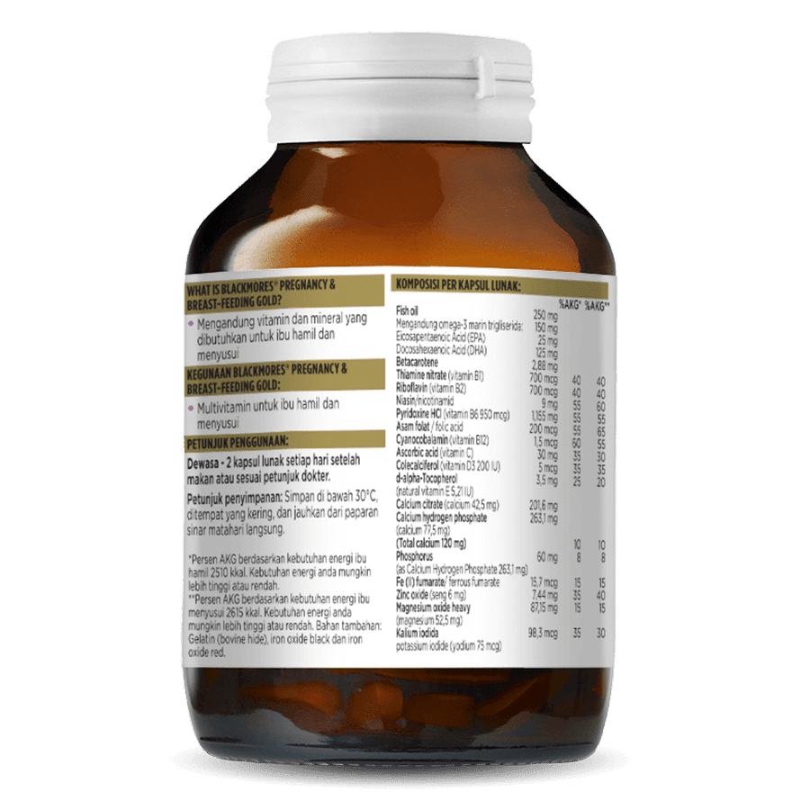 Blackmores Pregnancy Breast Feeding Gold Reformulasi 60 Kapsul Lunak Suplemen Ibu Hamil dan Menyusui