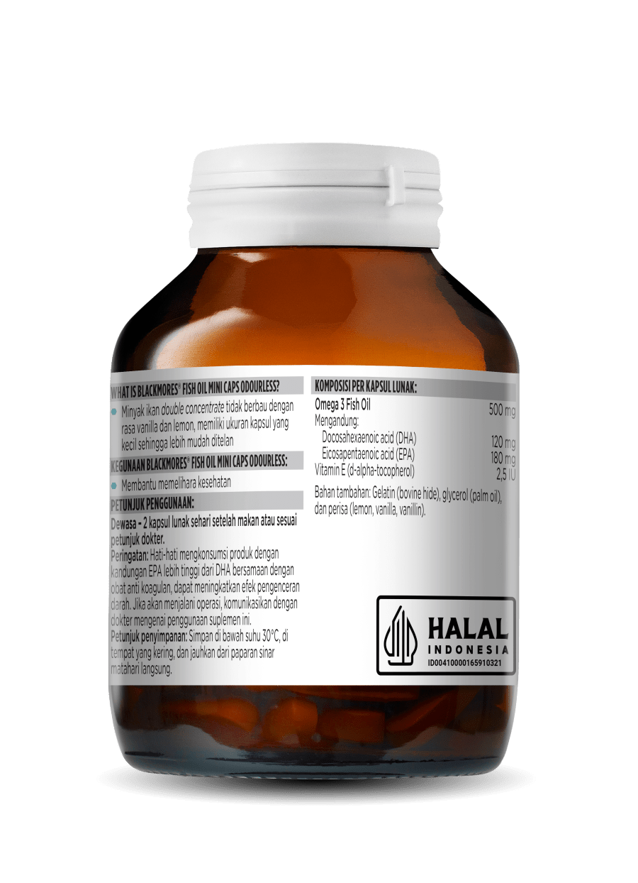 Blackmores Fish Oil Mini 90 Kapsul Lunak Omega 3 Suplemen Kesehatan