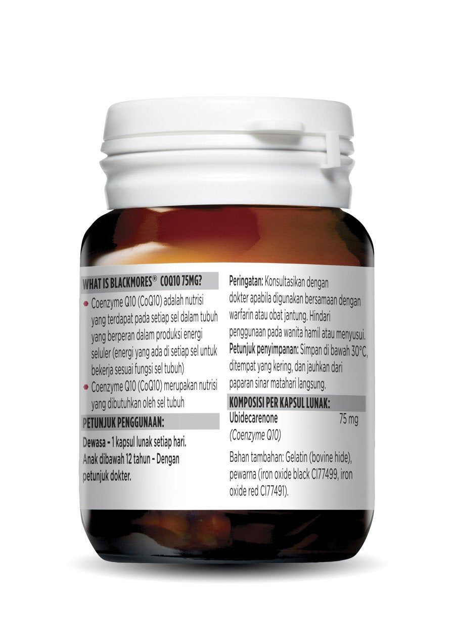 Blackmores CoQ10 75mg 30 Kapsul Lunak Suplemen Kesehatan Jantung dan Kardiovaskular