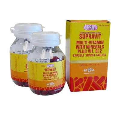 Erela Supravit 60 Kaplet Suplemen Kesegaran dan Kesehatan Tubuh - 2 Botol