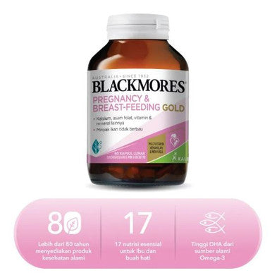 Blackmores Pregnancy Breast Feeding Gold Reformulasi 60 Kapsul Lunak Suplemen Masa Kehamilan & Menyusui - Pusat Farma