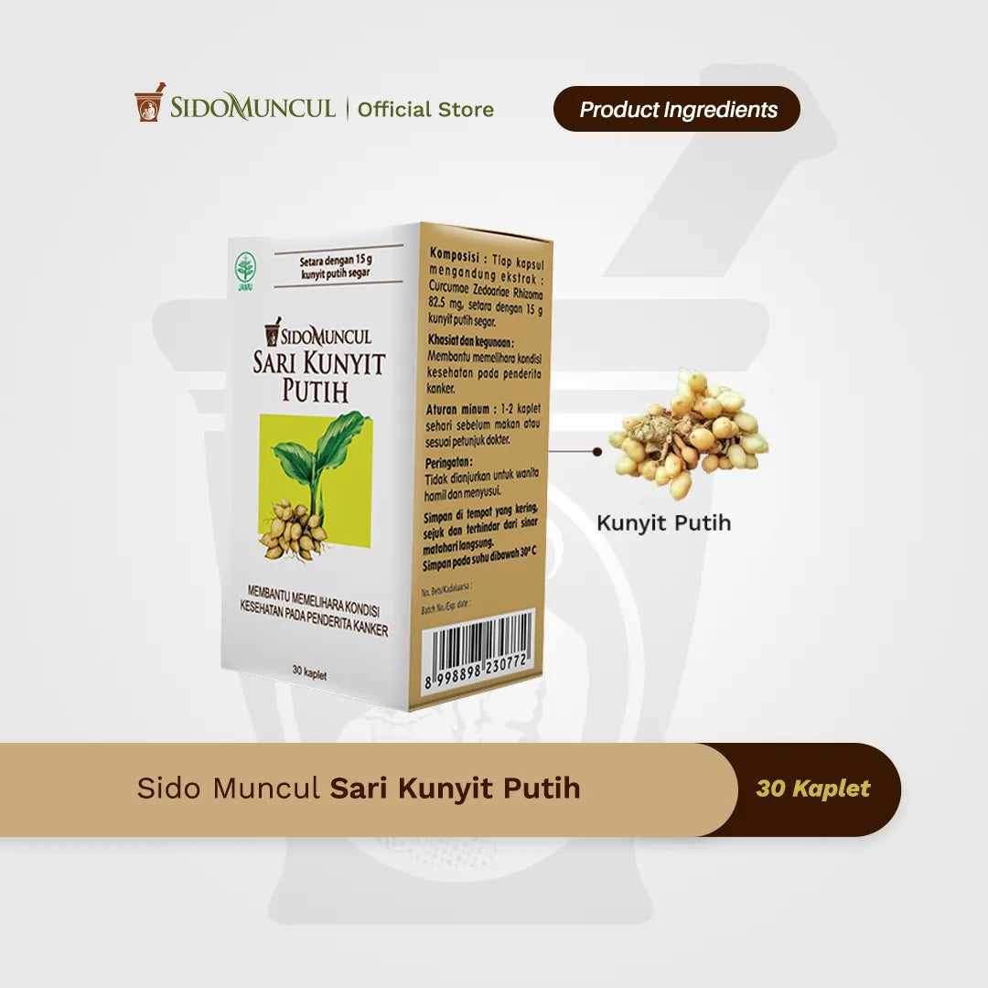 Sido Muncul Sari Kunyit Putih 30 Kaplet Obat Herbal Membantu Memelihara Kesehatan Penderita Kanker