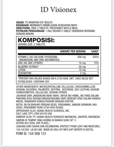 Usana Visionex 56 Tablet Suplemen Kesehatan Mata